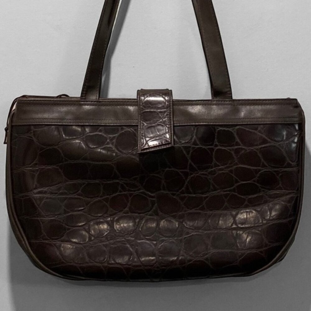 BROWN Croc Shoulder Bag